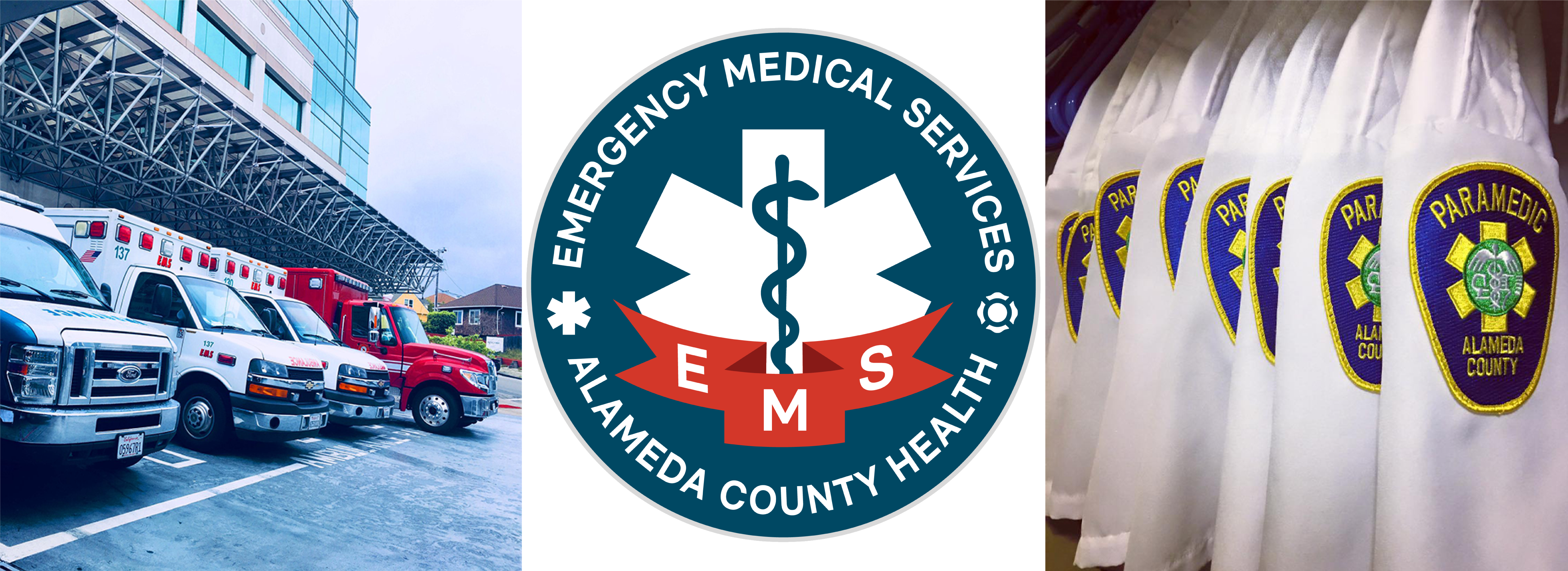 ambulances, Alameda County EMS logo, paramedic uniforms
